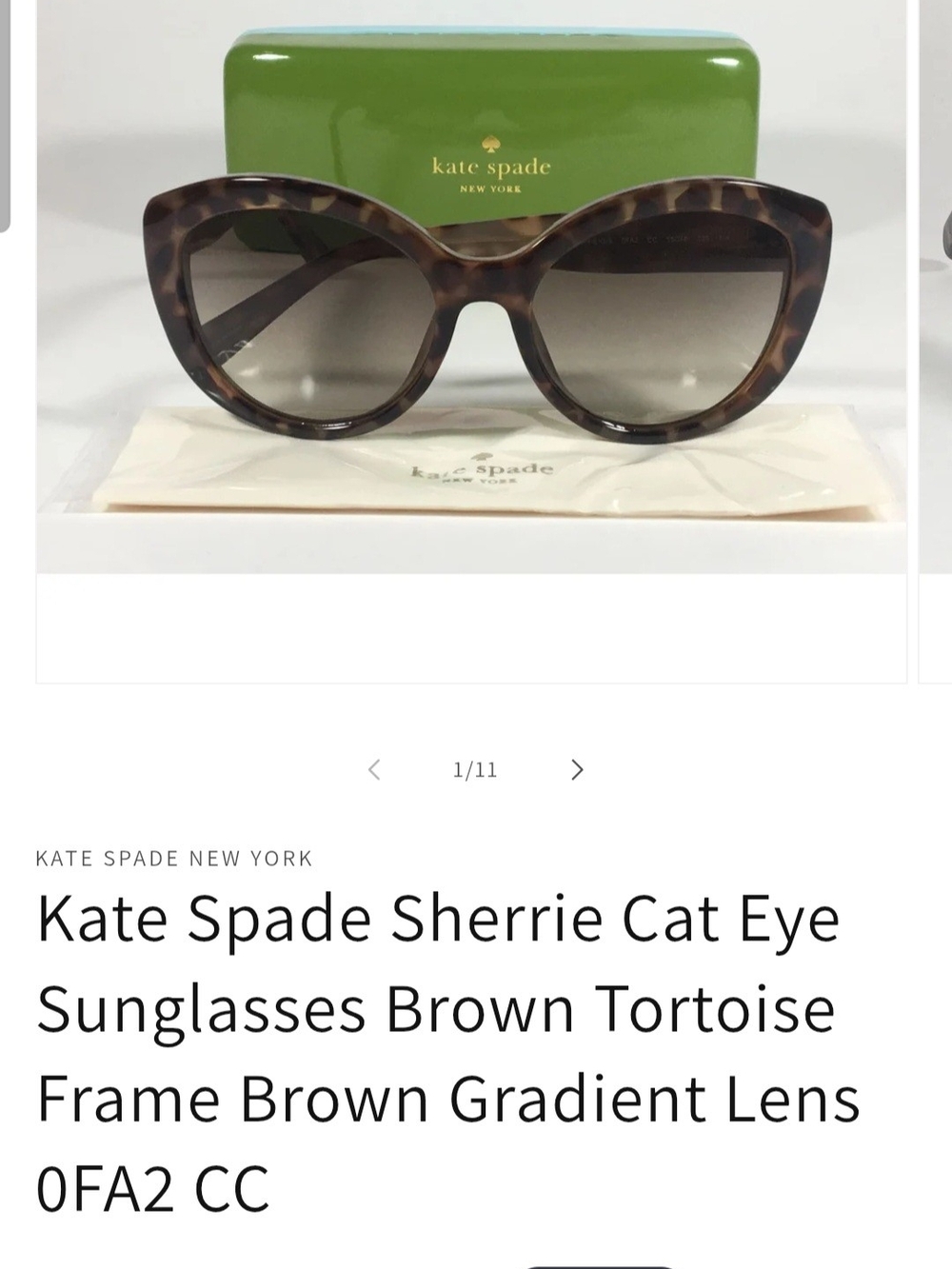 kate spade Brown Tortoise Cat Eye Sunglasses